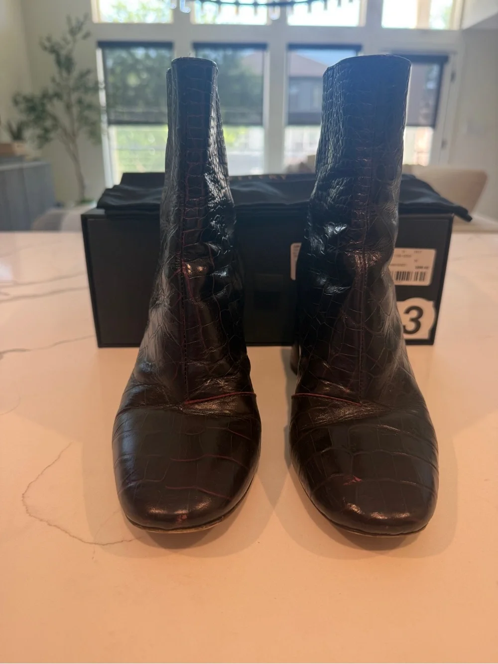 Ellery Croc Embossed Sacred Burgundy Bootie